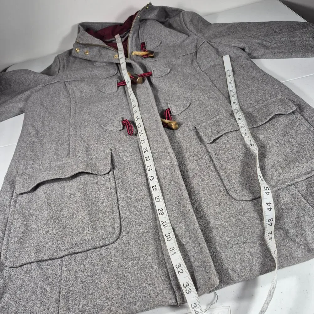 Tommy Hilfiger Gray Wool Toggle Duffle Hooded Coat Jacket Women's XL